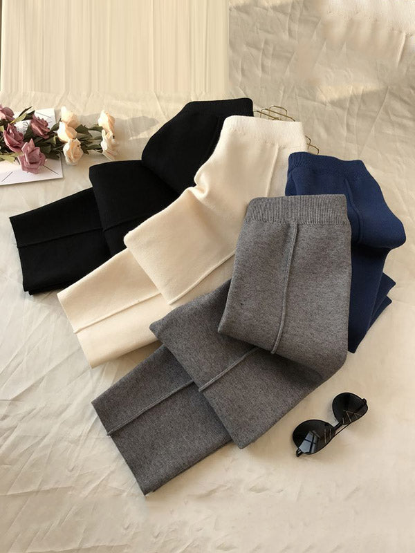 Simple Solid Color Empire Waisted Loose Pants