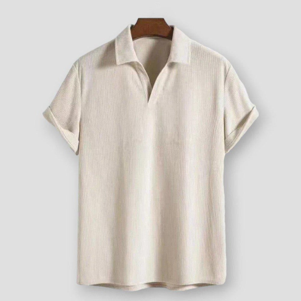Cheng: Men Corduroy Suits Solid Stripe Short Sleeve Lapel Polo Shirts And Shorts Two Piece Sets Fashion Streetwear Mens Casual Suits