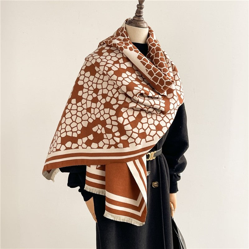 Jacquard Fringed Cashmere-Like Scarf