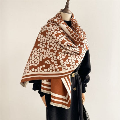 Jacquard Fringed Cashmere-Like Scarf