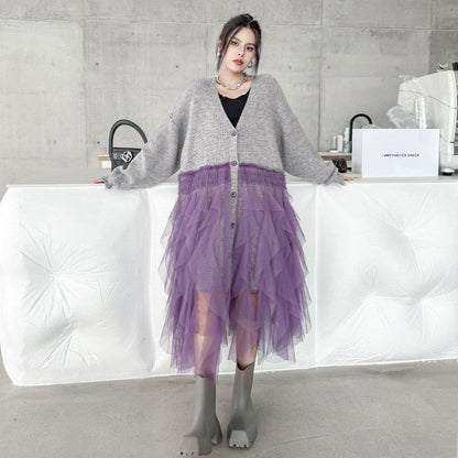 Knit Mesh Sweater Dress