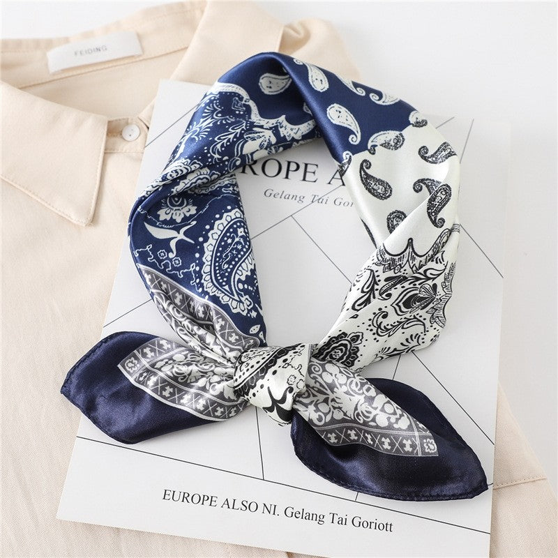 Vintage Elegant Geometric Pattern Silk Scarf