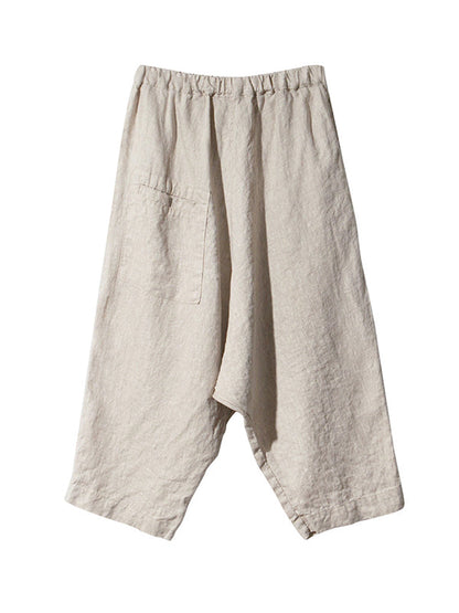Loose Ninth Pants Elasticity Solid Color Casual Pants Bottoms