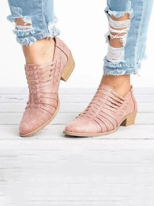 Vintage Solid Color Chunky Heels Shoes