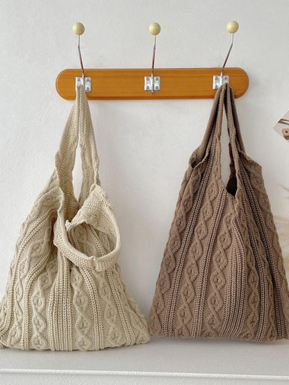 Cosbai - Vintage Knit Shoulder Tote Bag - Casual &amp; Stylish