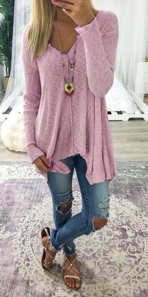 Pure Colour Pullover Sexy V-Collar Irregular Jacket