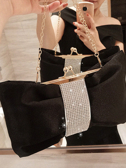 Chains Contrast Color Pleated Split-Joint Evening Bags&Clutches