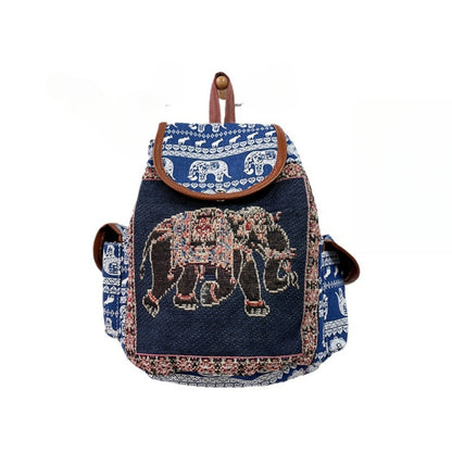 Cosbai - Vintage Elephant Embroidery Backpack - Practical &amp; Unique
