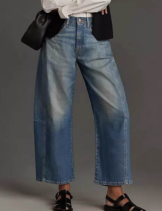 Simple Washed Straight Leg High Waist Jeans