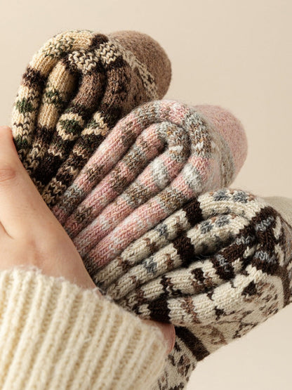 Rufia - Thick Bohemian Pattern Mid-Calf Socks - Soft &amp; Warm