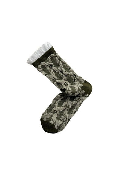Rufia -  Butterfly Pattern Mid-calf Socks with Retro Style