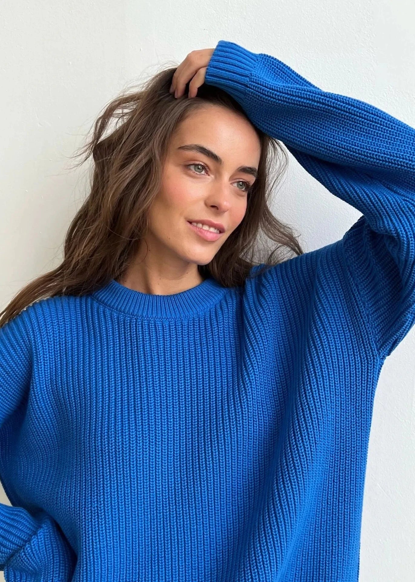 Round Neck Oversized Sweater Soft Fabric