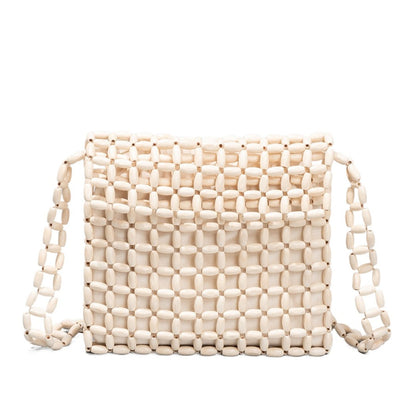 Cosbai - Wooden Bead Woven Crossbody Bag - Stylish &amp; Classic