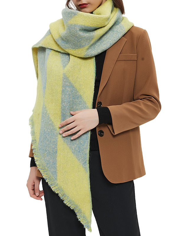 Fringed Keep Warm Plaid Shawl&Scarf