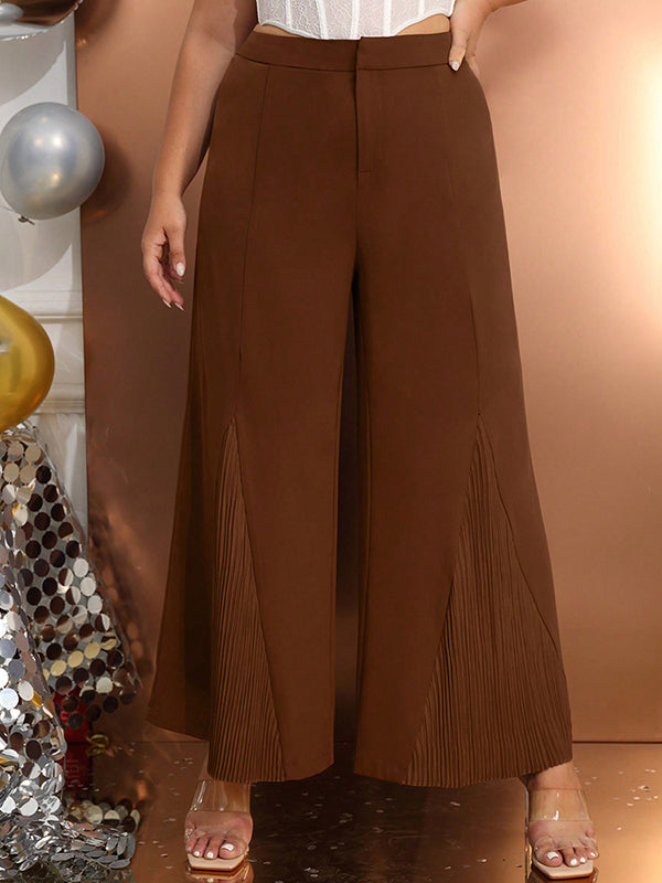 Wide Leg Solid Color Casual Pants Bottoms Trousers
