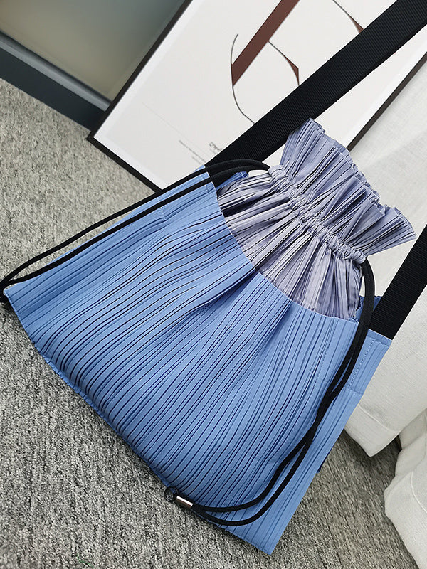 Contrast Color Drawstring Pleated Bags Accessories