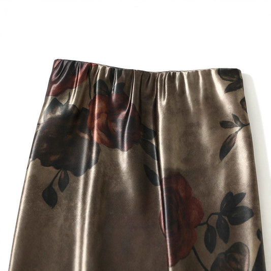 Vintage Print Mermaid Midi Skirt