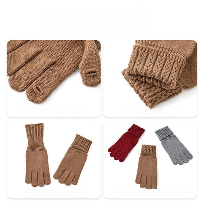 Solid Color SplitÂ Finger Simple Knit Glove