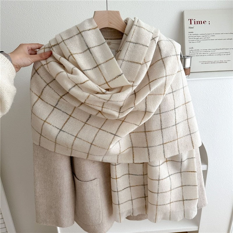 Plaid Fringe Warm Scarf