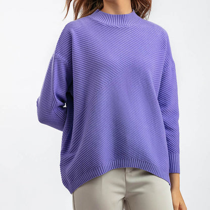 Retro Mock Neck Oversized Pullover Knit Sweater