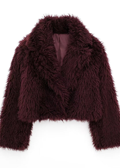 Faux Fur Winter Jacket Premium Burgundy