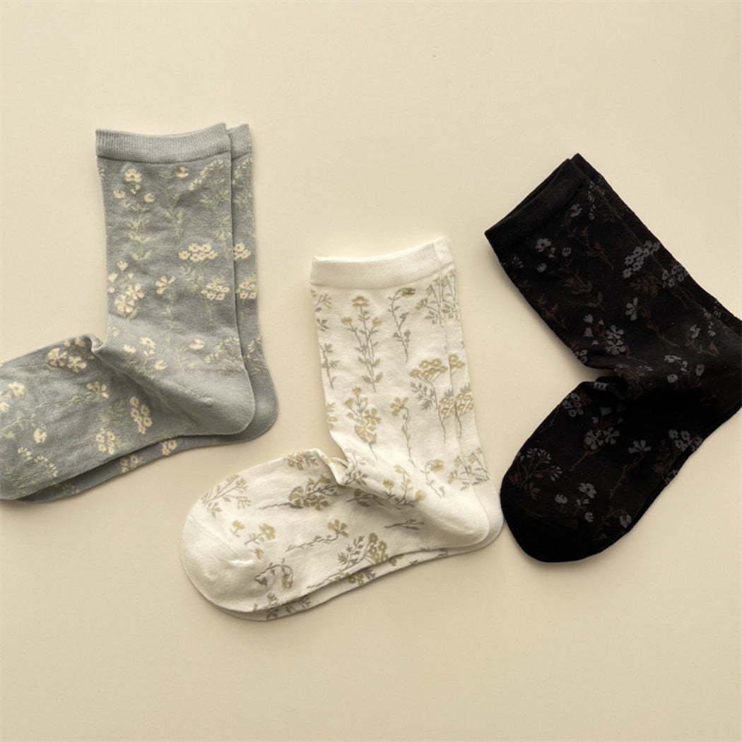 Rufia - Artistic Fresh Floral Crew Socks for Spring Days
