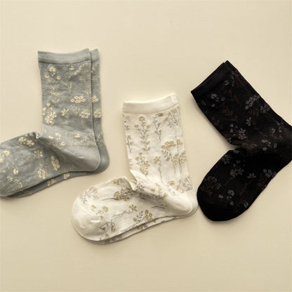Rufia - Artistic Fresh Floral Crew Socks for Spring Days