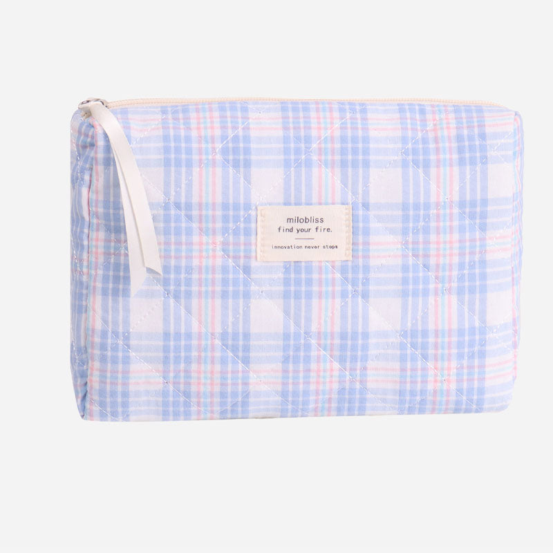 Simple Plaid Large Capacity Makeup Bag