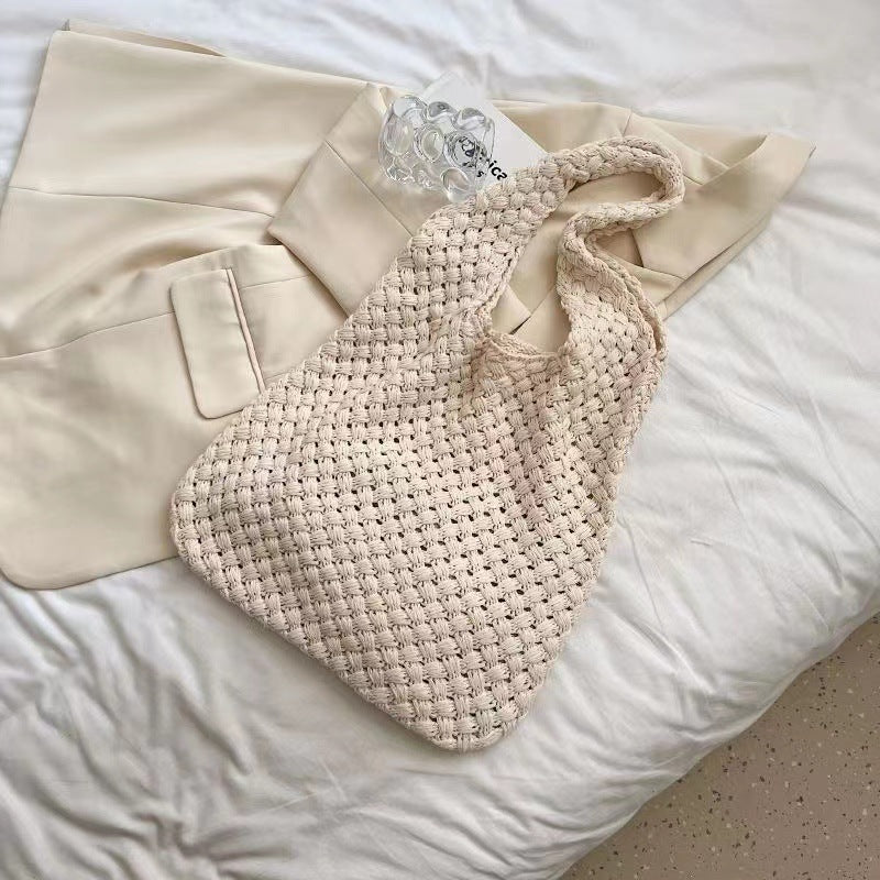 Crochet Tote Bag Hand-Woven Vintage Tote Bag