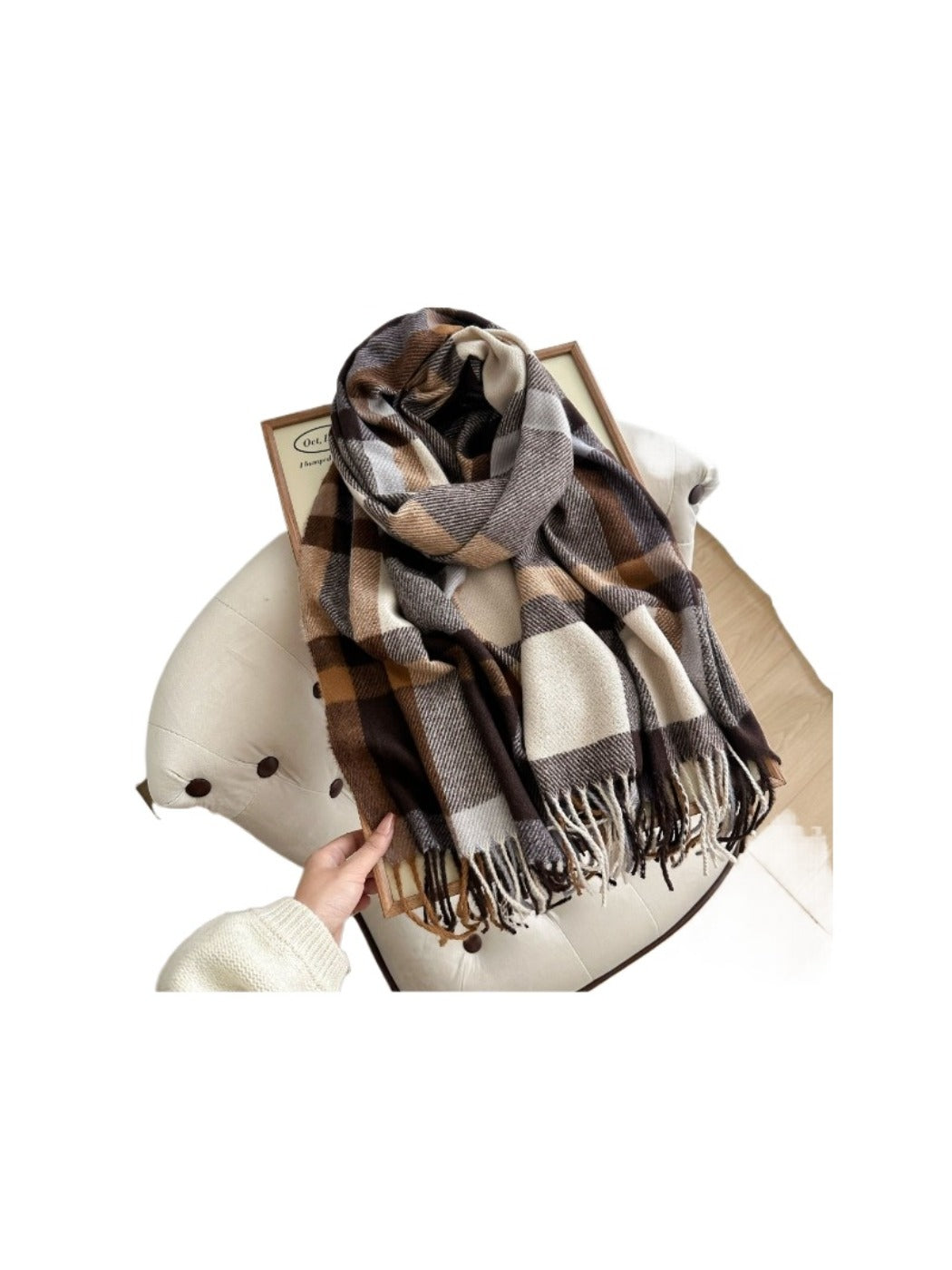 Scarvii - Colorblock Plaid Winter Scarf for Women