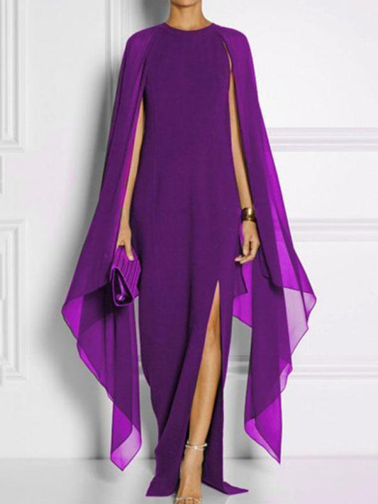 Special Round Neck With Cover-Up Maxi Dress Evening Dress