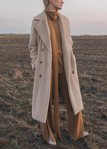 Velvet Coat Longline Double Breasted Tailored Lapel