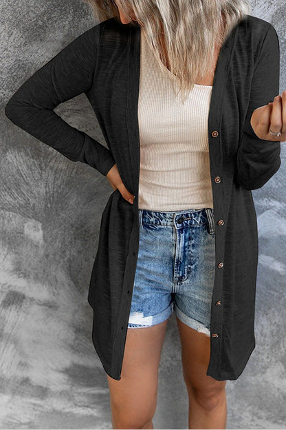 Casual Button Front Open Front Cover Up
