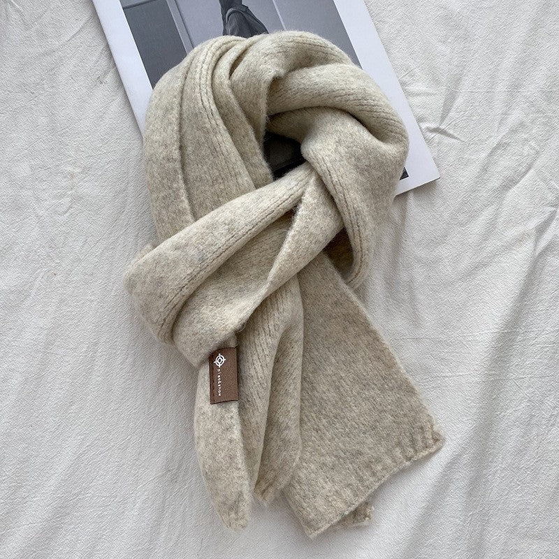 Solid Color Knitted Woolen Scarf