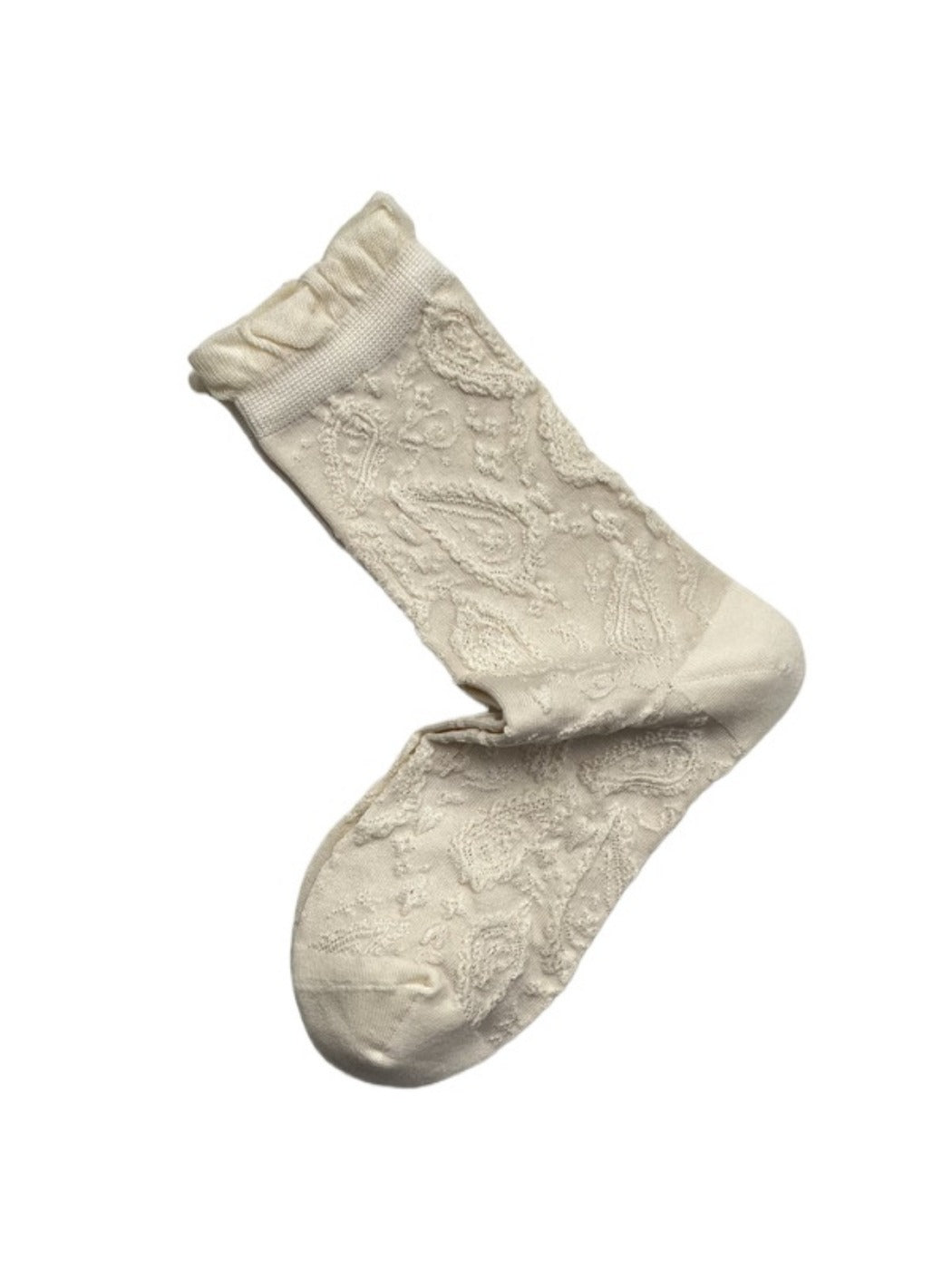 Rufia - Retro Mid-calf Socks with Cashew Flower Patterns