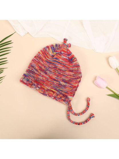 Haila - Rainbow Striped Knitted Beanie with Earflaps