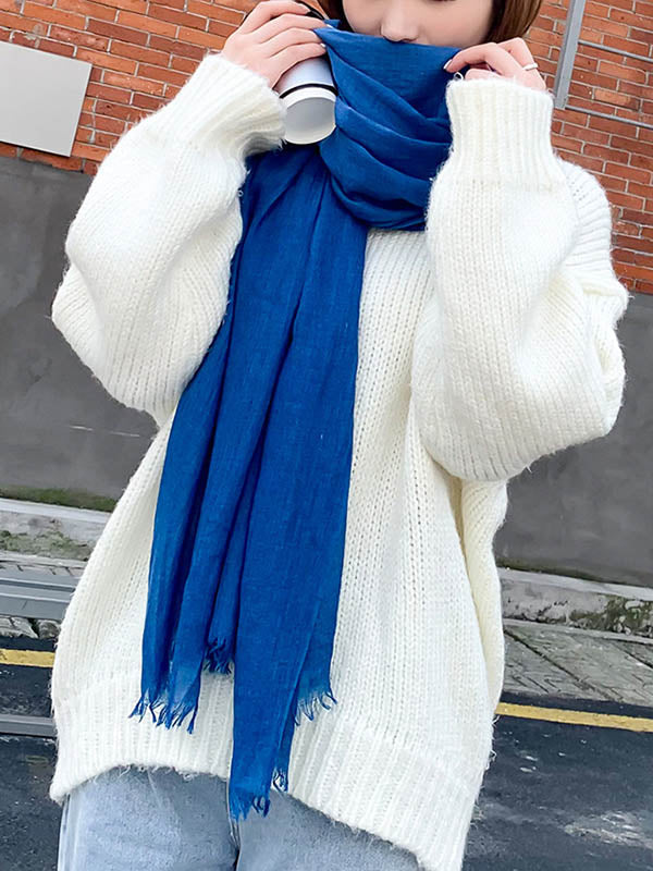 Casual Simple Ramie Cotton 14 Colors Scarf
