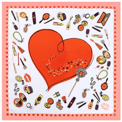 Scravii - 60cm Twill Scarf with Heart Pattern