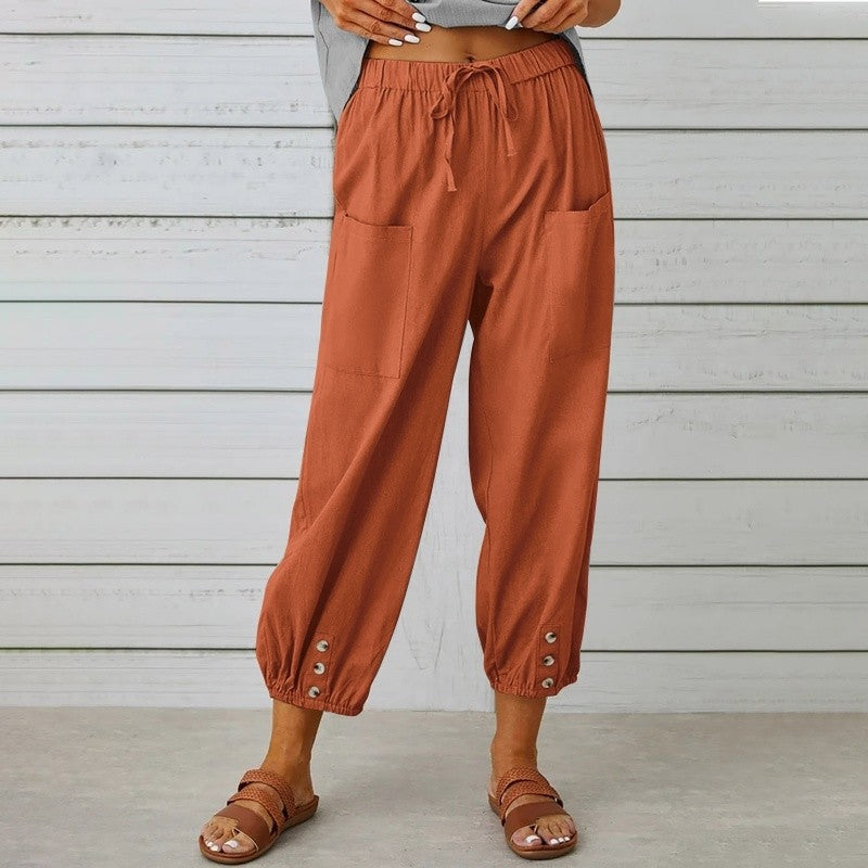 Solid Color High Waist Wide Leg Pants