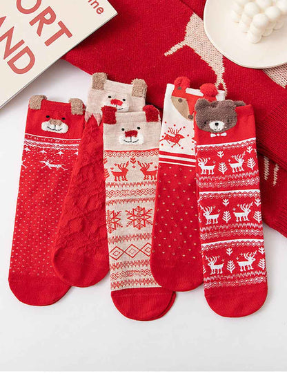 Christmas Reindeer Cartoon Funny Crew Socks