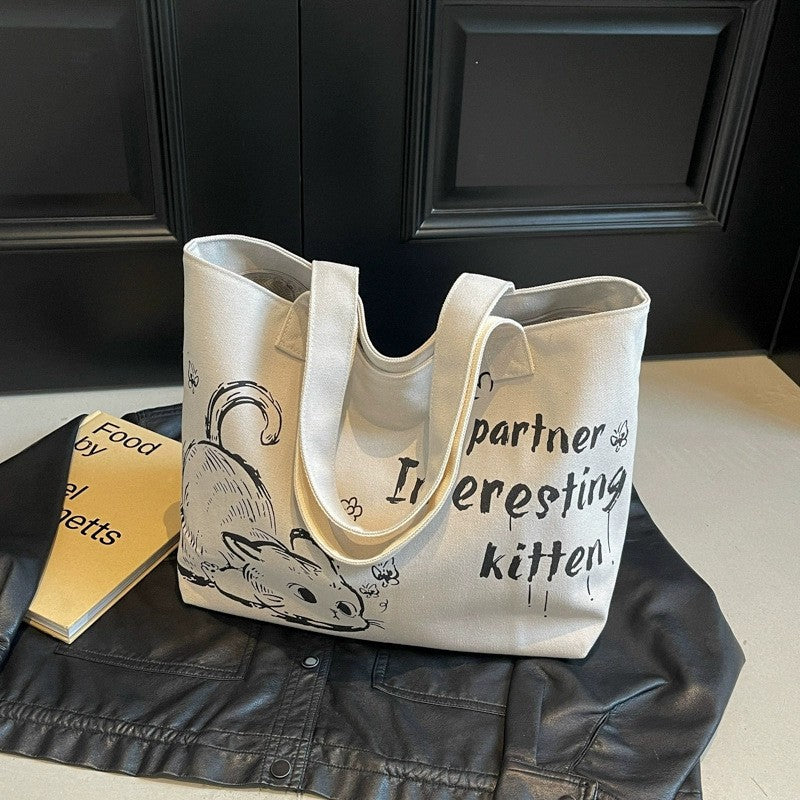 Women Single Shoulder Canvas Large Capacity Handbag