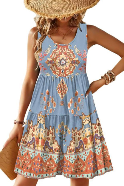 Womens Summer Sundress Boho Floral Casual Tank Dresses