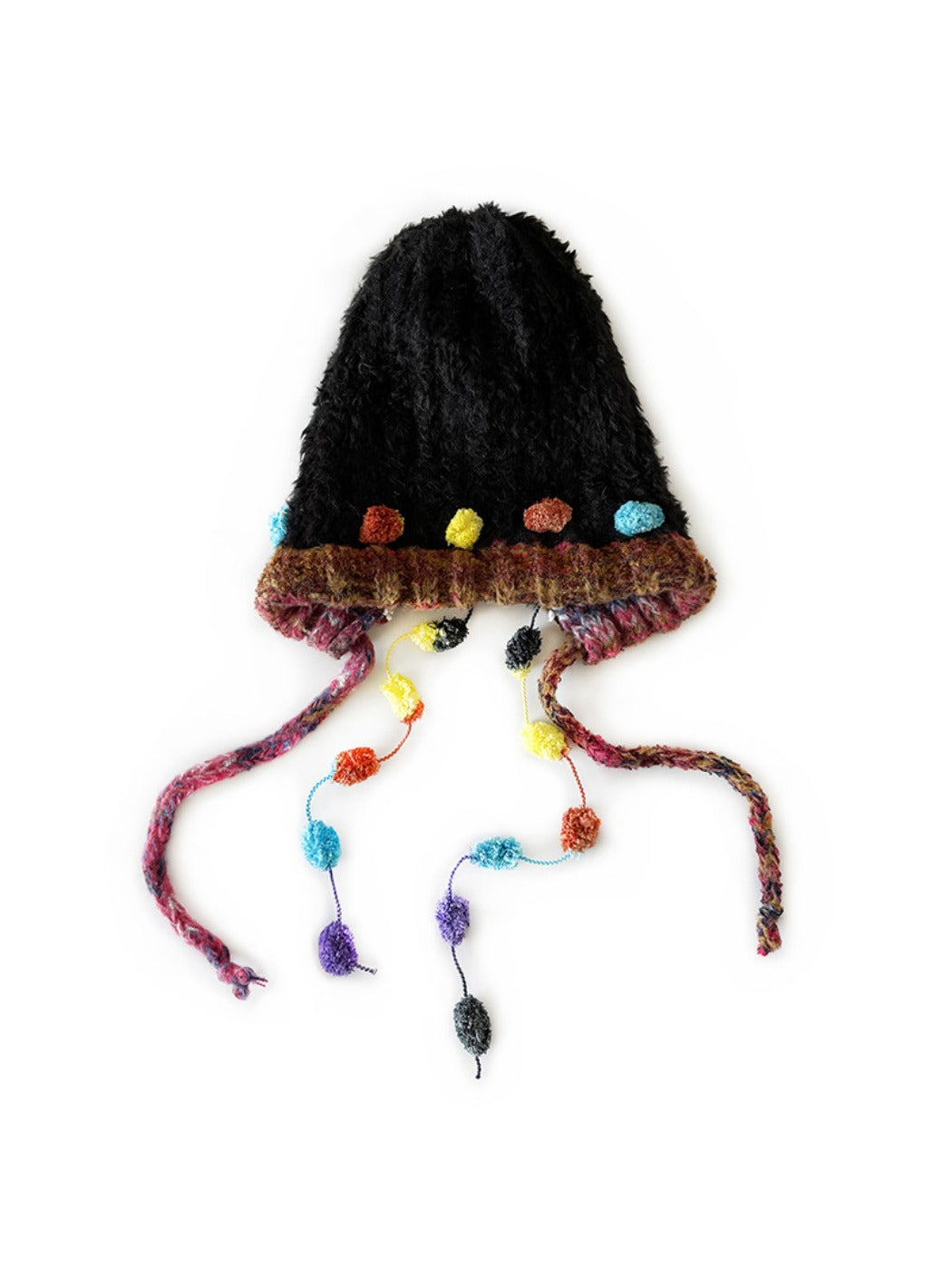 Haila - Winter Knitted Beanie with Pompom &amp; Tassel Braids