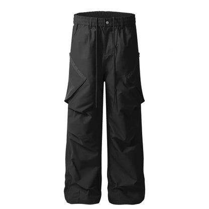Drawstring Waist Parachute Pants Unisex Loose Fit Style