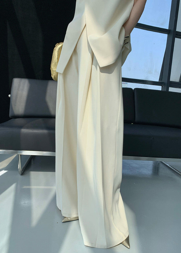 Asymmetrical Polyester Top And Wide Leg Pants Set