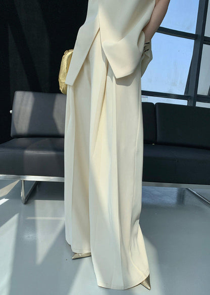 Asymmetrical Polyester Top And Wide Leg Pants Set
