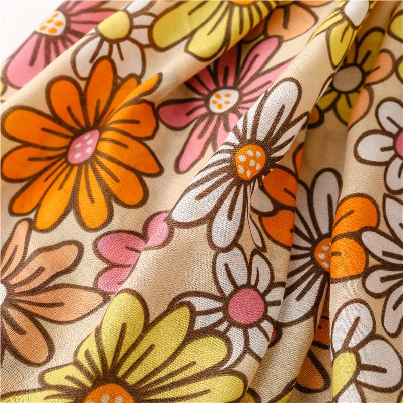 Tropical Plant Floral Contrast Color Scarf