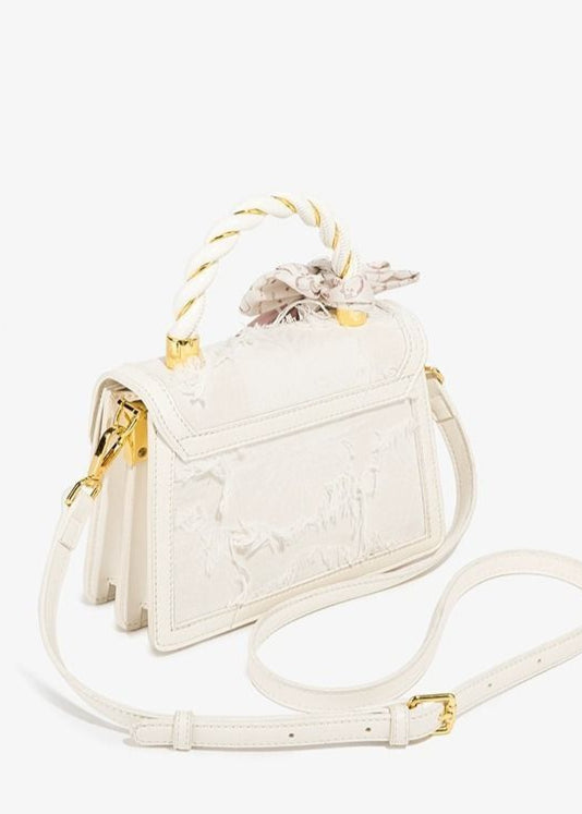 Mini Top Handle Bag Polyurethane Faux Leather Lace Detail