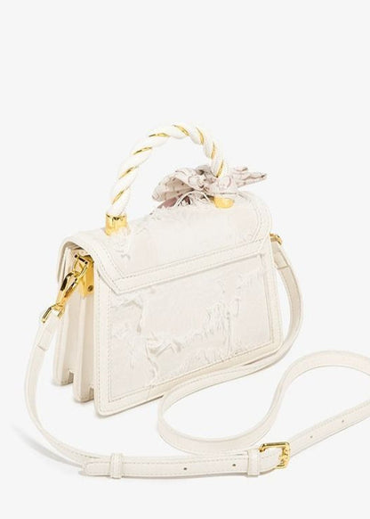 Mini Top Handle Bag Polyurethane Faux Leather Lace Detail