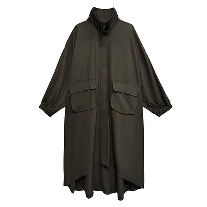 Turtleneck Solid Color Long Coat